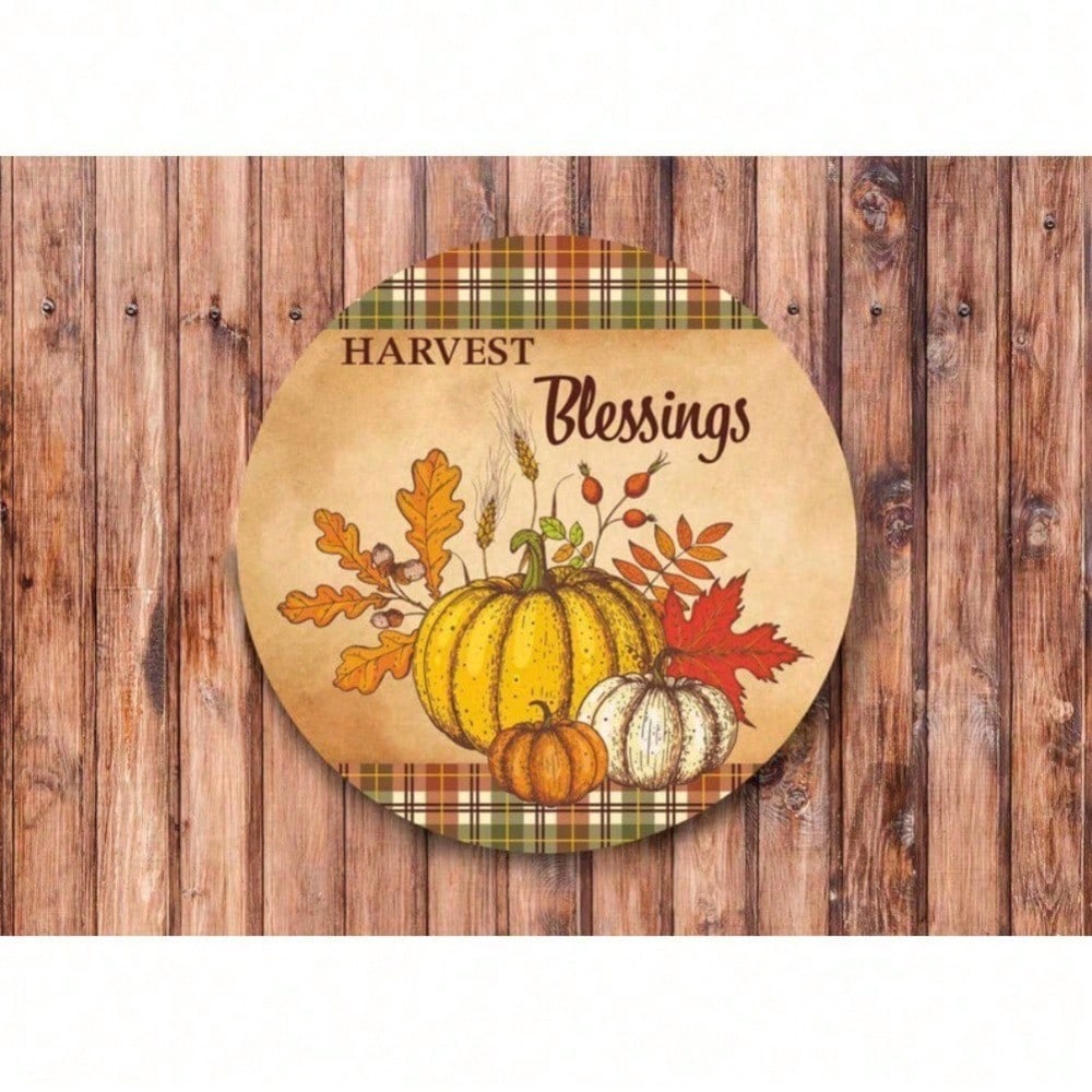 

Harvest Blessings Wreath Metal Sign Halloween Wall Decor Rustic Farmhouse Vintage Finish 20x20 разноцветный