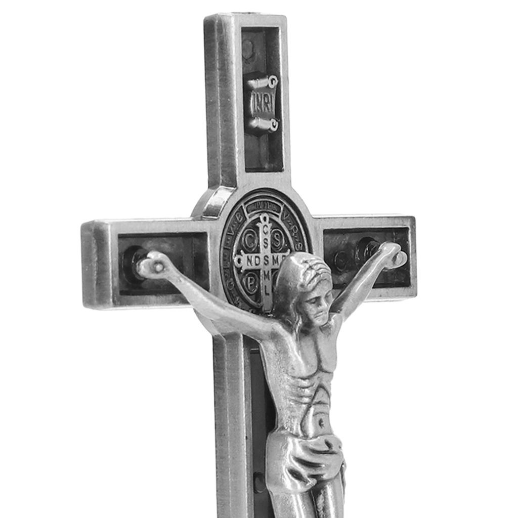 Catholic   Hand Made Zinc Alloy Metal Vertical Catholic Crucifix Wall   with Removable Base