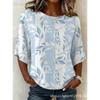 Xiyin's New Summer T-shirt Women's D-printed Retro Round Neck Loose Seven-quarter Sleeve T-shirt Top