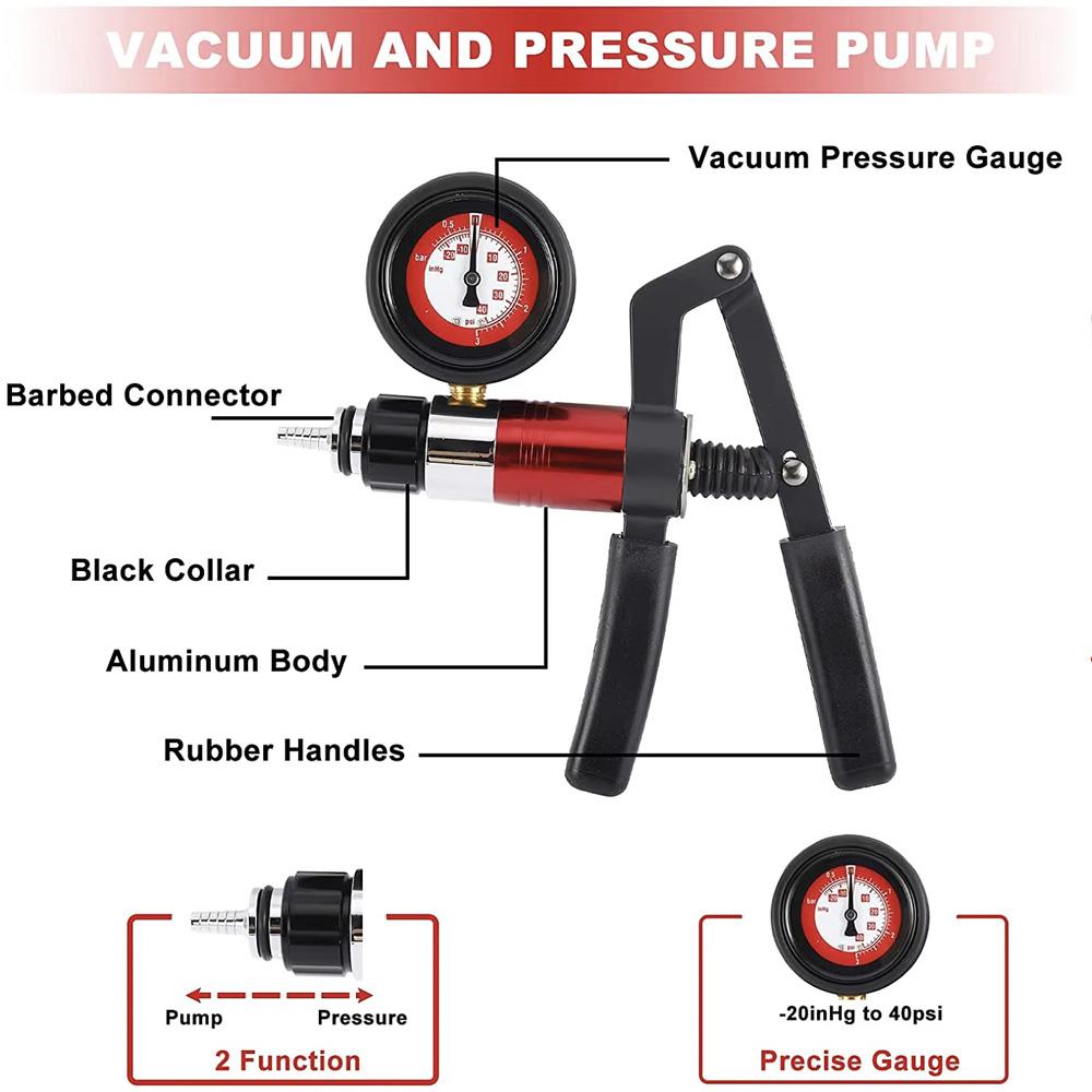 21pcs Hand Held Vacuum Pump Tester Set Vacuum Gauge and Brake Bleeder Kit for Automotive Auto Diagnostic-tool