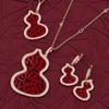 Brass Zirconia New High-quality Exaggerated Gourd Fashion Design Jewelry Chinese Red Coral Exaggerated Sweater Chain