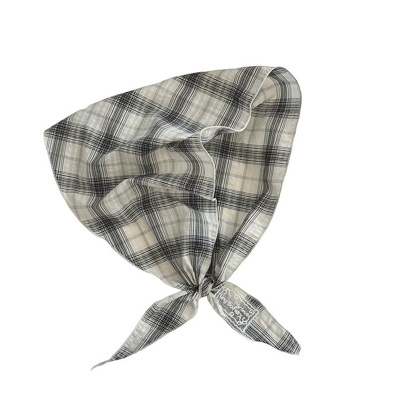 Silk scarf new versatile plaid headscarf headband hair tie multi-purpose neck scarf triangular scarf waist stack wear