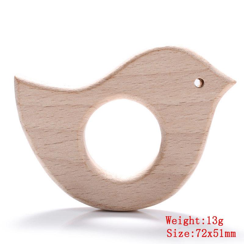 5Pcs/Lot Food Grade Wooden Teether Toys Animal Shape Wood Necklace Pendant for Baby DIY Wooden Teething Chew Toys