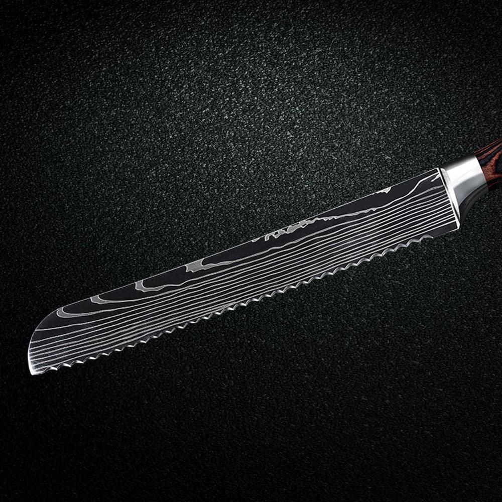 Rustfritt stål 8 tommers brødkniv Toast skjærekniv takket bladkniv kjøkkenkniv