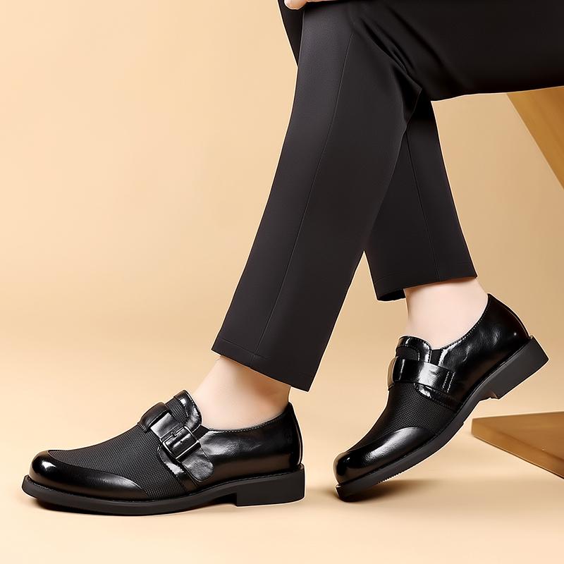 Fashion Quality Non Slip Sole Formal Leather Shoes Luxurious Mesh Perforated Breathable Business Office Casual Leather Shoes Men Loafers