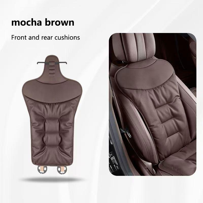 For Tesla Car Cushion Seat Cushion Backrest Single Piece Nappa Leather Breathable Velvet Four Season Universal Auto Interior