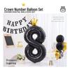 40-Inch Black Crown Number Balloons - Birthday Photo Props & Party Decor