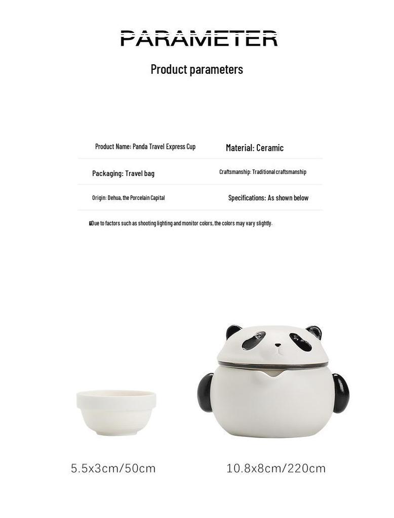 Red Panda Portable Tea Set: One Pot, Three Kung Fu Cups, Creative Ceramic Design