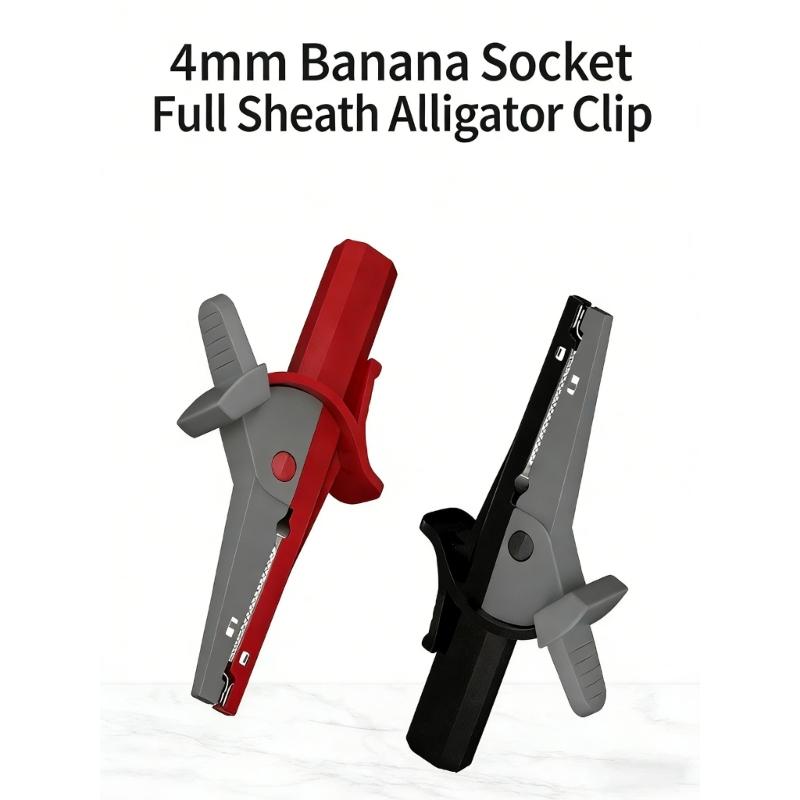 Insulated Test Clamp 4mm Banana Probe Clip Large Size Connectors Terminals Alligator Clips for Quick Circuit Testing