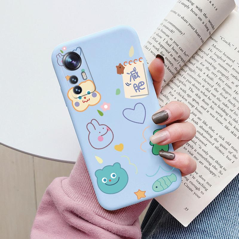 Flower Phone Case For Xiaom 12T Mi12T Pro Funda Cute Heart Cartoon Owl Xiaomi 12 T Xiaomi12T Pro Matte Soft TPU Back Cover Shell