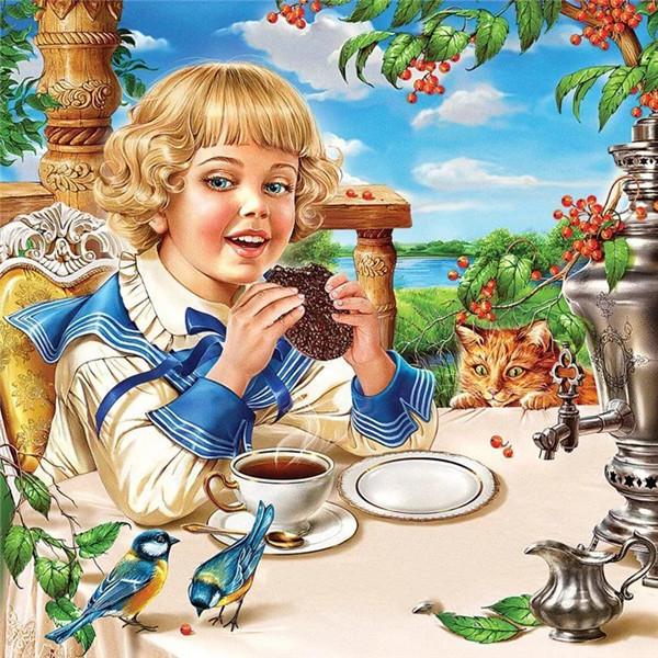 5D Diamond Painting Girl Diamond Embroidery Round Landscape Garden Picture of Rhinestones Mosaic Portrait Children's Room Decor