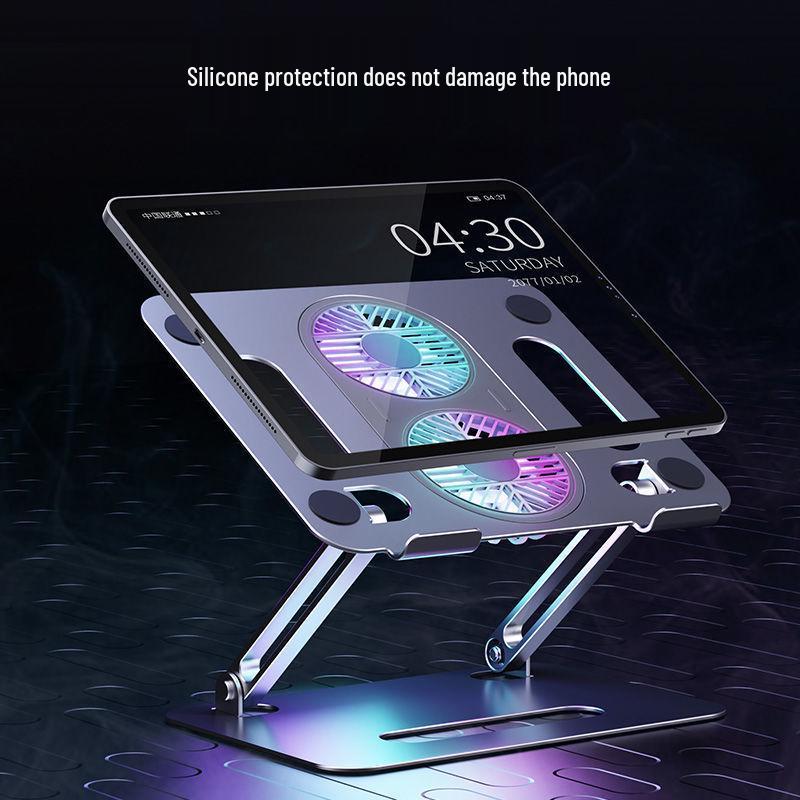 Aluminum Alloy Laptop & Tablet Cooling Stand with Fan - Foldable Design