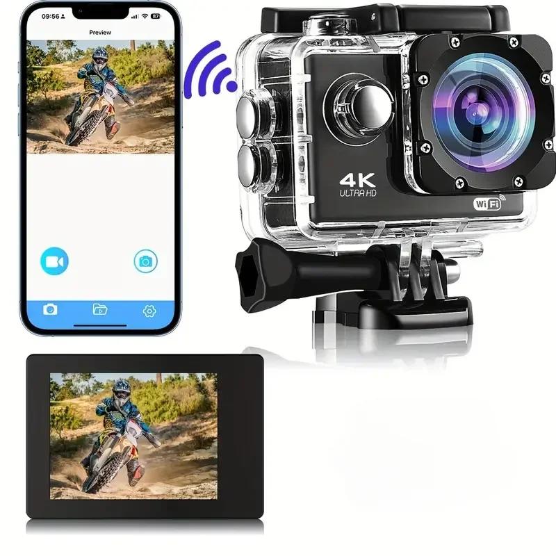 Ultra HD 4K Actionkamera - Wasserdichte WiFi Helmkamera für Outdoor-Sportarten