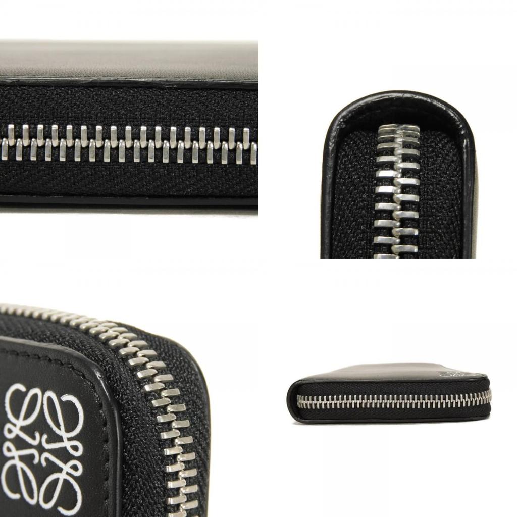 Used 12695 Zip Around Wallet 109N54.F13 7940 White Smooth Calfskin Zip Around Anagram Embossed Black Unisex from Japan