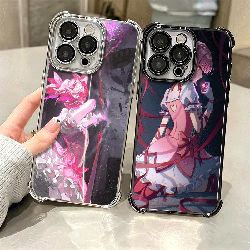 Madoka Magica Anime Weiche Handyhülle Für iPhone 15 16 17 Air 14 Pro Max 16E Plus 13 12 Mini Galvanisiert Anti-Fall Fundas