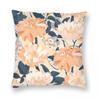 Navy Peach Flower Garden Square Pillowcase Polyester Linen Velvet Pattern Zip Decor Pillow Case Home Cushion Cover x