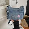 Jeansowa Haftowana Torba na Ramię Damska Torebka Miejska Torba Crossbody