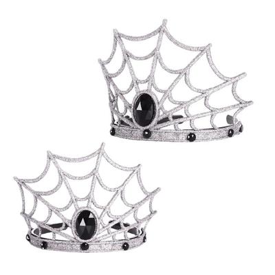 Glitter Powder Spiderwebs Crown Hairband Party Accessories Headband for Halloween Party Masquerade Dress Up Hair Decors