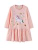 European Autumn Unicorn Embroidery Long Sleeve Princess Dress for Girls