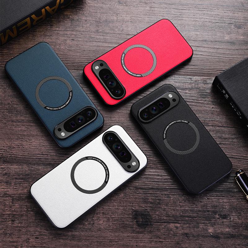 Solid Color Leather Magnetic Case for Google Pixel 9 Pro/6/7/8 - Full Coverage Protective Cover