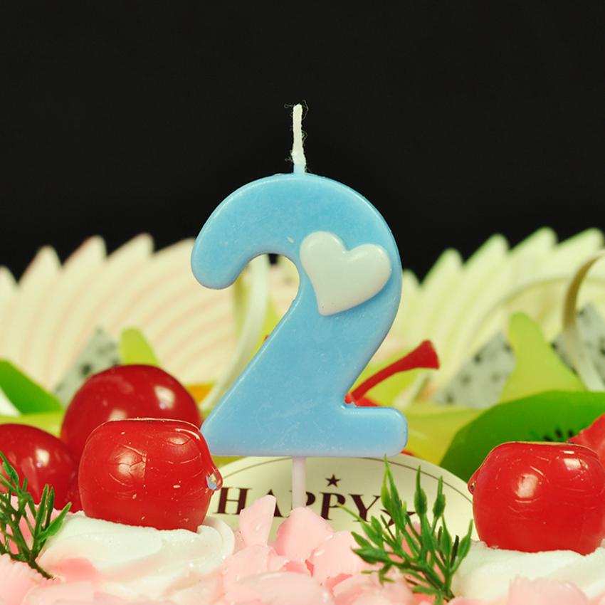 

Свечи в виде цифр на день рождения - свечи в виде цифр на торт от 0 до 9 синего цвета с сердечком на торт, украшение на день рождения, годовщину свадьбы