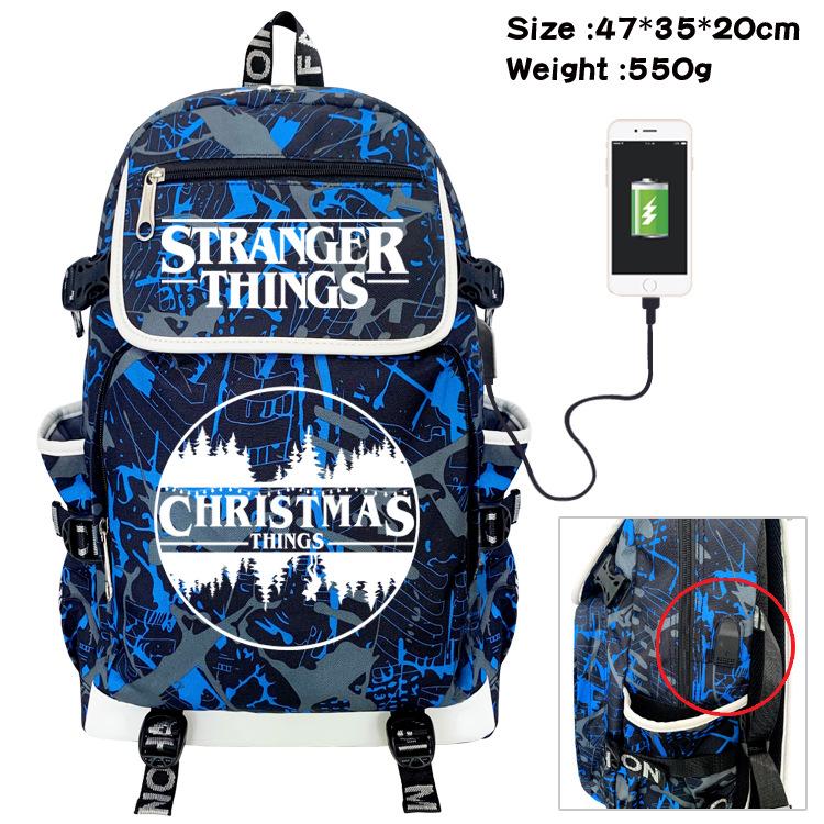Stranger things Student backpack USB charging backpack