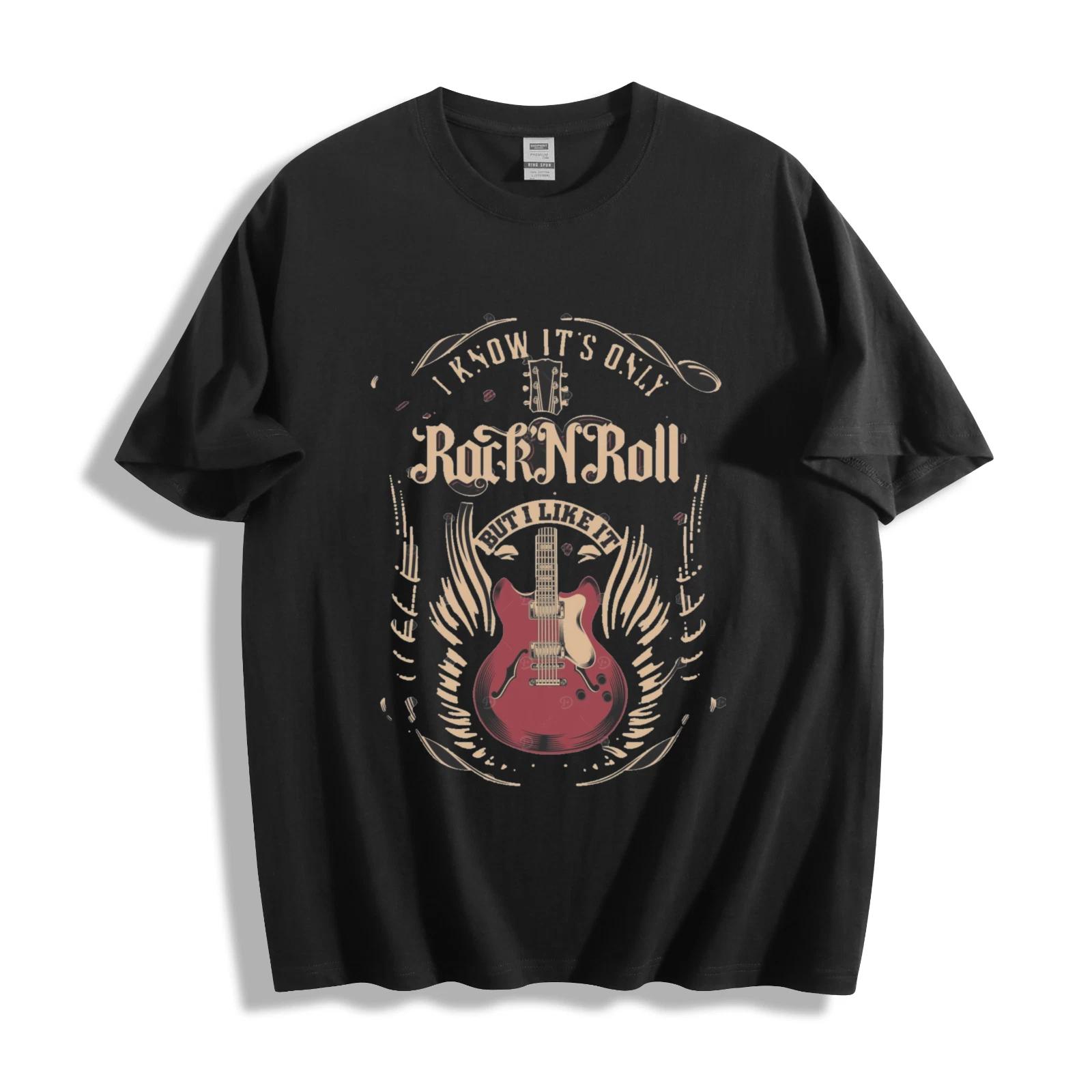 Rock N Roll T-Shirt - Vintage Guitar & Wings Design Unisex Tee XXL