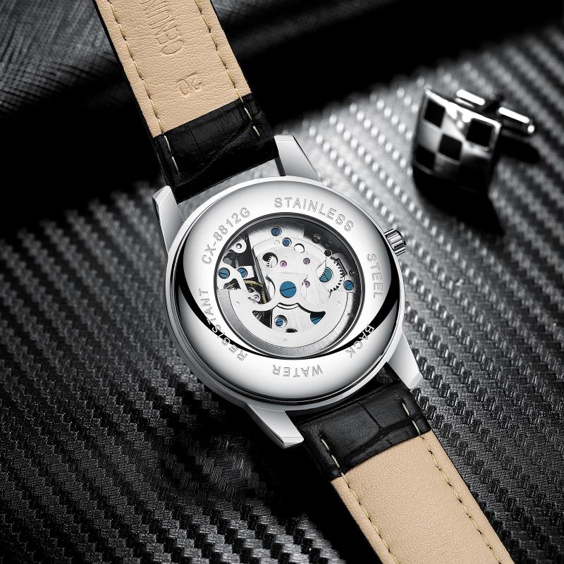 CHENXI Automatic Watch Men Skeleton Watches Casual Sport Leather Band Mechanical Wristwatches Men Winner Reloj Hombre