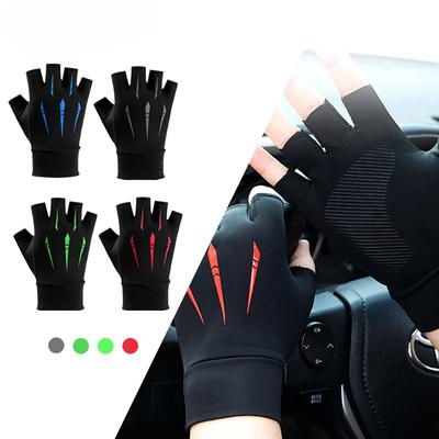 1 Pair Cycling Gloves Road Bike Light Weight Padded Half Finger Gloves Biking Bicycle Breathable Anti Slip Shock-Absorbing Glove