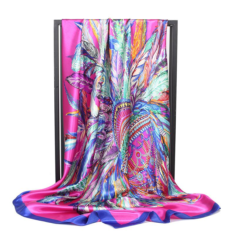 

Высококачественные роскошные шелковые шарфы, повязка на голову, шарфы, шейный шарф для женщин, шелковый шарф с цепочкой, женская декоративная шаль 90*90cm