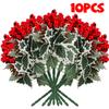 10/1Pcs Artificial Red Berry Pine Needle Stem Artificial Pine Cone Fake Flower Branch Diy Home Christmas Party Wedding Decor