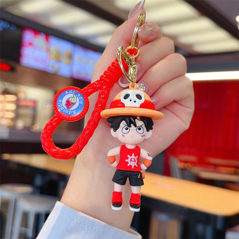 Cartoon One Piece Keychain: PVC Figurine Charm for Bags & Cars, Cute Gift