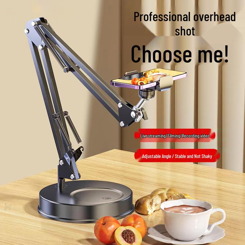Universal Overhead Boom Arm Stand for Phones - Perfect for Live Streaming & Video Recording Boom Arm Phone Holder (25cm Base)