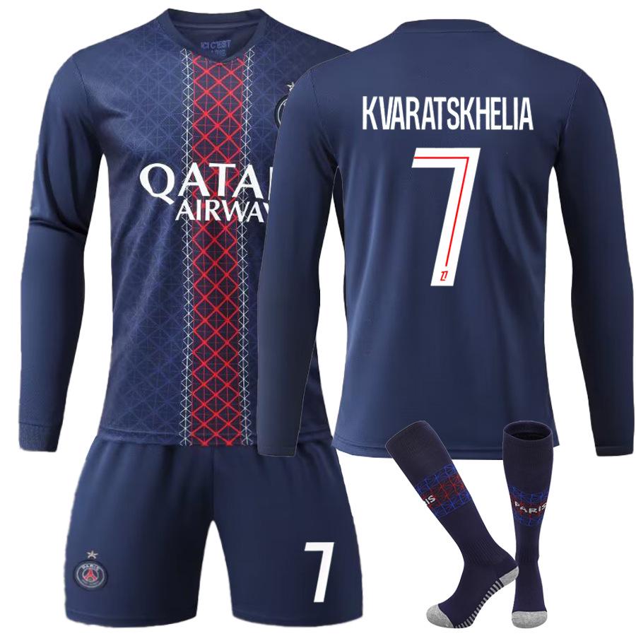 

Paris Home Long Sleeve Jersey: #7 Kvaratskhelia, #10 Dembélé, #29 Barcola. S