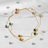 Fashion Beaded Necklaces Long Sweater Chain Necklace Faceted Colorful Candy Fruit Sugar Pendant Crystal Necklace Stainless Steel