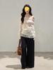 Wild Berry Lace Patchwork Camisole & Slimming Long-Sleeve T-Shirt Set - 2025 Autumn Collection