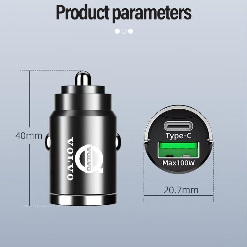 Car Charger For Volvo V60 V40 XC90 S60 C30 XC60 V70 S90 Olestar AWD Rdesign USB Type-C Phone Hidden Fast Charging Convert Plug