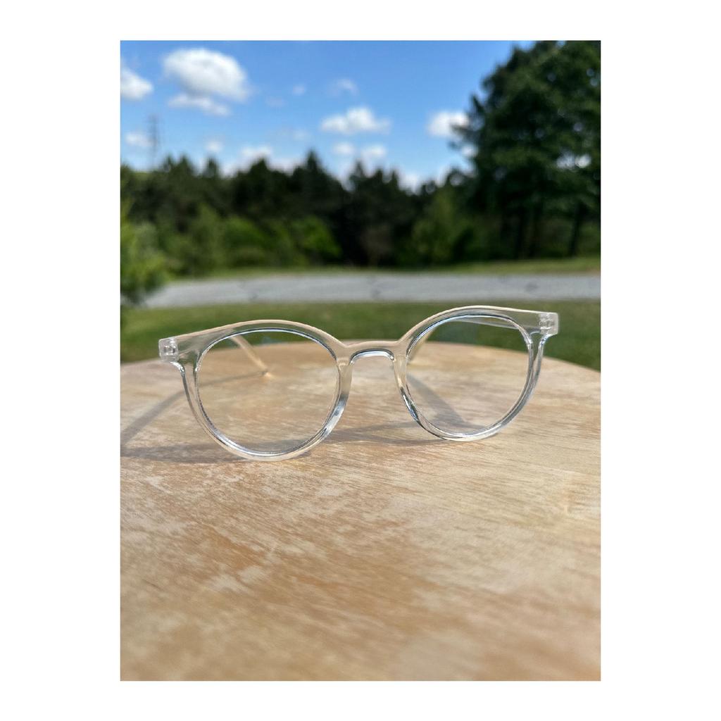Vo026 Transparent Thick Round Unisex Clear Glass Blue Light Protective Glasses