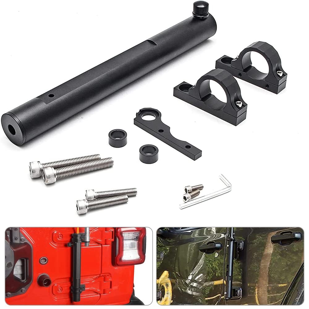 

Largoods Держатель флагштока на шарнирах для Jeep и антенны, для экстерьера автомобиля, совместимый с Jeep Wranglers Black Gladiator, Wrangler, TJ/JK/JL/JT/BJ40 (1997+),