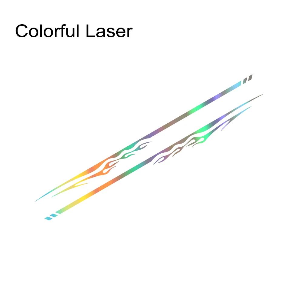 2PCS Flame Pattern Car Side Door Long Stripe Sticker Car Waistline Vinyl Decal Racing Auto Body Decal Car Decoration Accessories