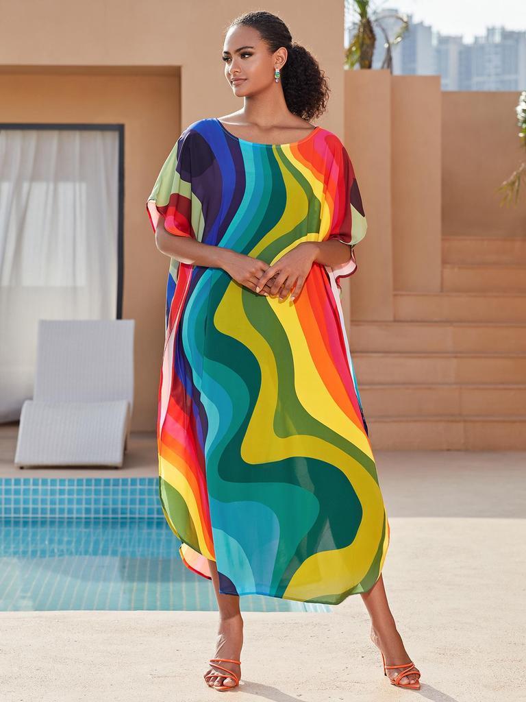 Elegant Plus Size Bikini Cover-Up: Sun Protection Loose Long Beach Dress