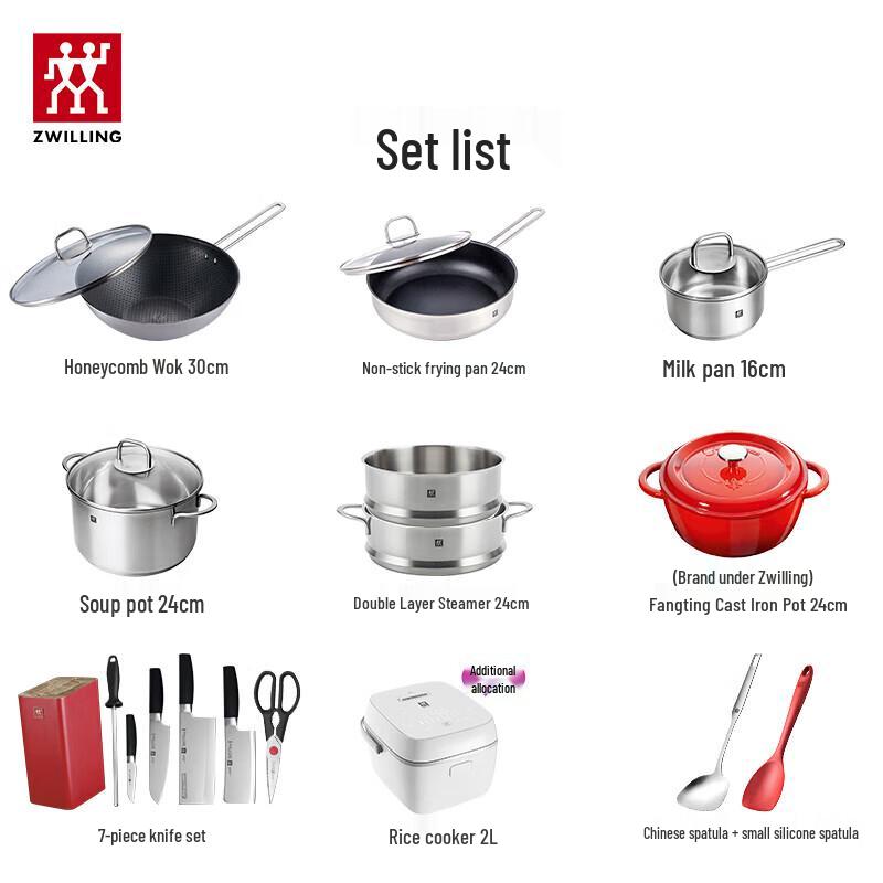 ZWILLING 17-Piece Cookware & Knife Set with Rice Cooker