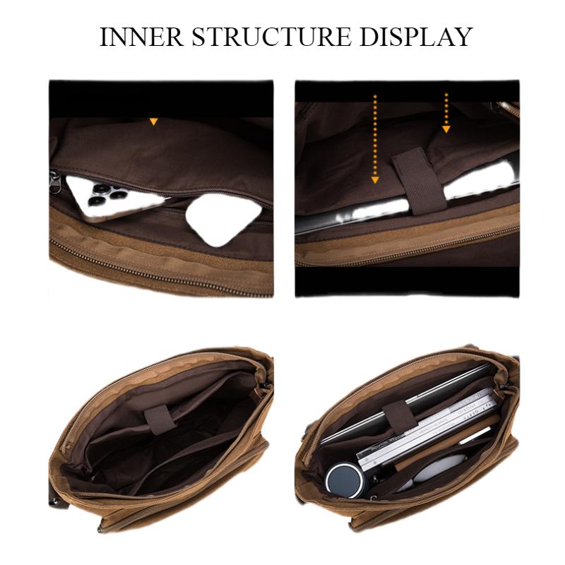 BIERLIFU High Quality 16 A Washed Canvas Men's Messenger Bag Explosion Proof Zipper Male Shoulder Bag Student Computer Bag Simple Solid Color Flap Bag