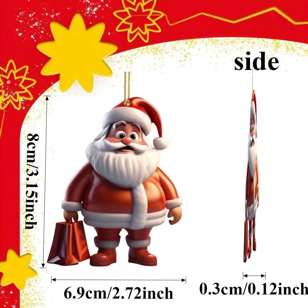 2D New Christmas Tree Decoration Pendant Santa Claus Acrylic Durable Material Xmas Gifts Home Decor Papai Noel Cosas Navideñas