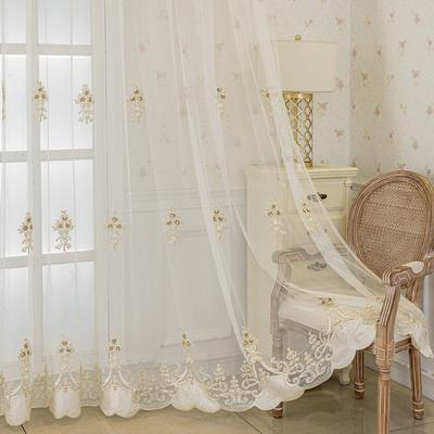 Flower European Embroidery Embroidery Gauze Curtain Transparent Curtain Living Room Floor To Ceiling Window Balcony Bedroom