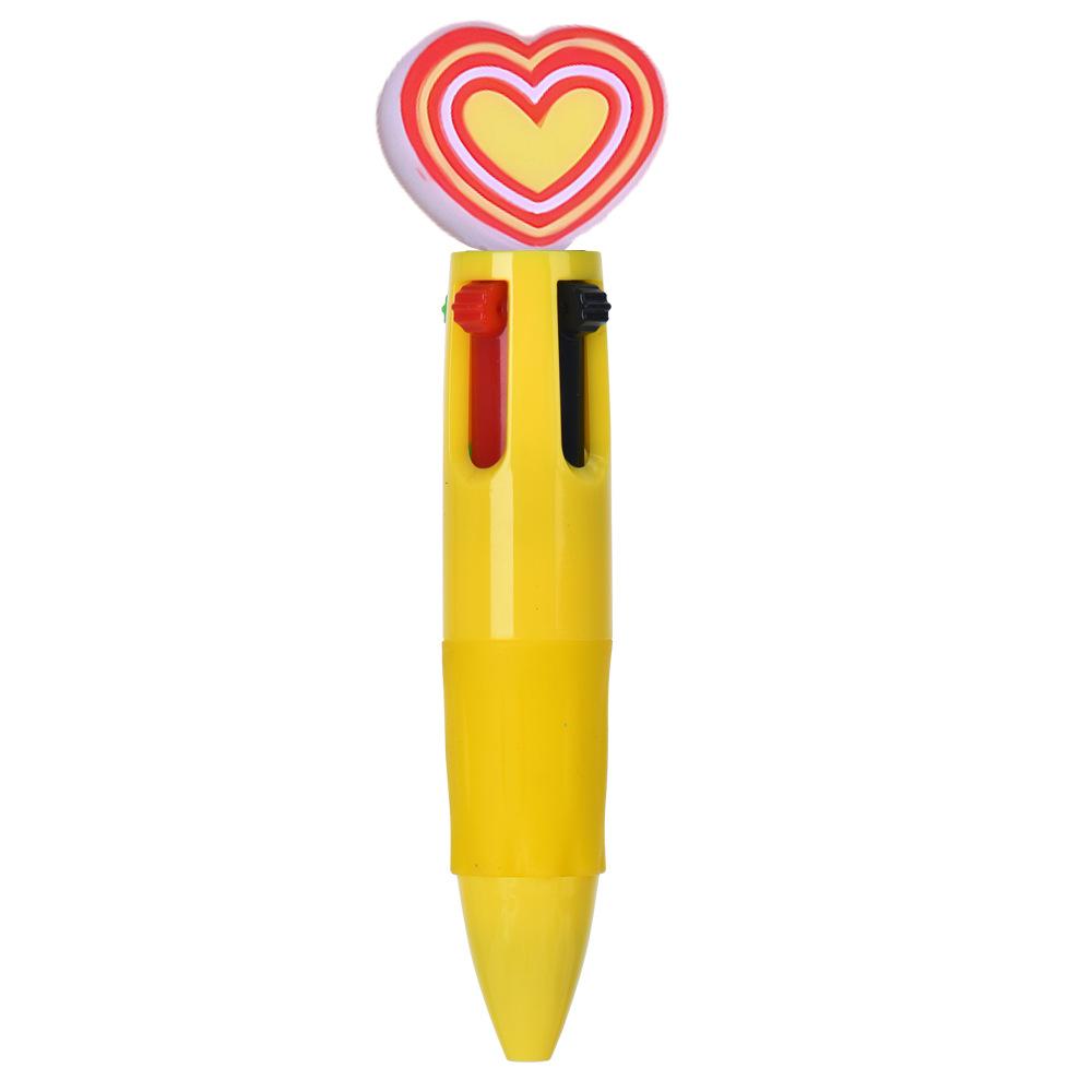 Four-color Ballpoint Pen Cute Cartoon Creative Valentine's Day Gift Multi-color Pen Heart-shaped Pressing Love Pen