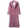 Zebra leopard print imitation rabbit hair fluffy jacket women's fur extended suit collar extra long winter coat jacket