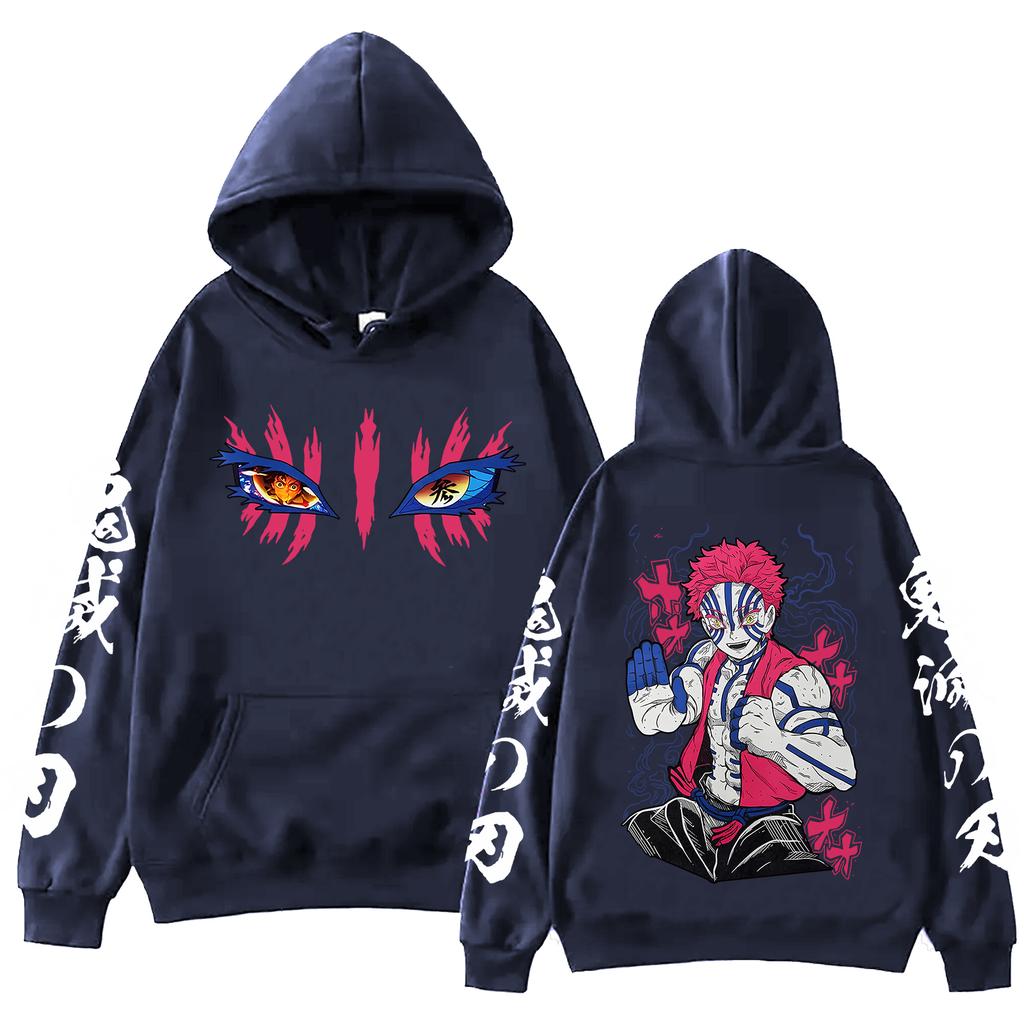Anime Demon Slayer Infinity Castle Akaza Hoodie Men Women Harajuku Pullover Hoodie Y2k Clothes Tops