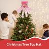 Christmas Tree Topper Decorative Hat Christmas Decorations Hat Topper With Bows Ribbon Retractable Foldable Ornaments