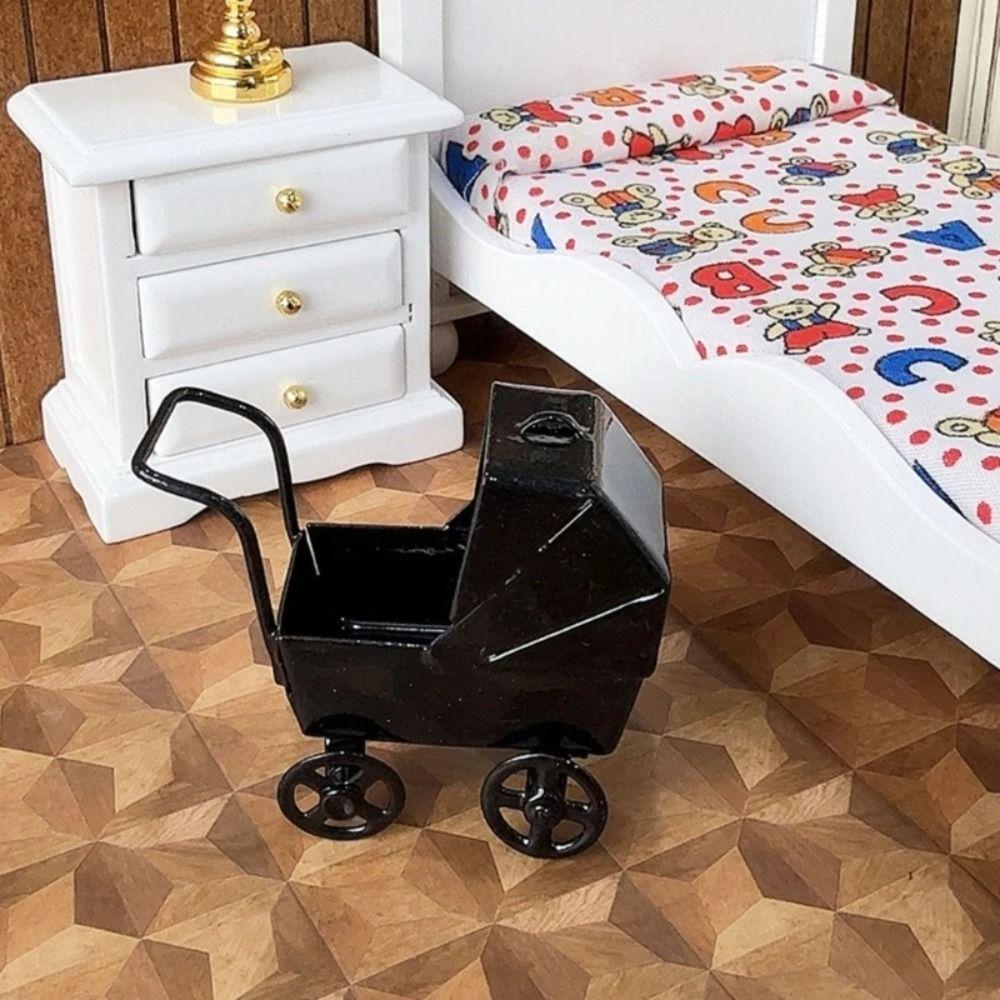 Schmiedeeiserne Mini-Wiege Kinderwagen Realistischer Puppenwagen Spielzeug Babykinderwagen Modell Kinder Rollenspiel